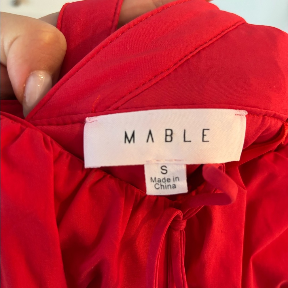 Mable Red Milkmaid Dress with Ruched Bust - Picture 6 of 6